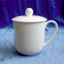 3#鲁玉盖杯子 pure white bone porcelain tea cup meeting cup boss cup through upscale bone porcelain ceramic ware