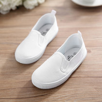 Childrens white cloth shoes Mens and womens gymnastics performance shoes Large and small childrens white sneakers special student sports shoes 1974