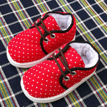 Handmade Million-layer bottom girl cotton shoes 100 percent cotton winter thickened warm red dot lace-up cotton boots