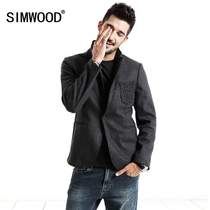 Simwood Jianmu mens autumn new European and American slim-fit thin suit mixed wool casual blazer men
