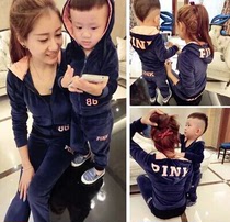Parent-child clothing 2018 spring and autumn new parent-child velvet suit Korean version of the trend of parent-child suit jacket