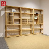 Chinese style simple Zen original solid wood bookcase bookcase combination Old elm paint-free tea storage Bogu rack custom