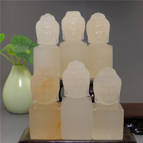 Jinshi seal carving Qinghai frozen stone carving button head seal 30x30x70mm seal Shoushan stone practice chapter stone chapter