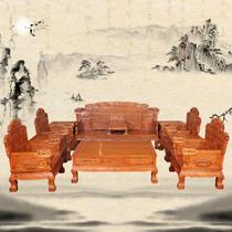 Special offer Mahogany solid wood furniture Hedgehog rosewood Rosewood Qing style classical Baifu sofa ten-piece raw grinding