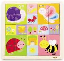 Square puzzle Insect wooden toy puzzle cartoon building blocks Toddler wooden puzzle Early education puzzle