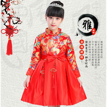 61 Childrens choir recitation Chinese style performance Primary school host festive Tang dress opening red New Years dress