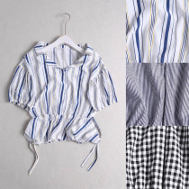 088B 0710 cool and generous small turning collar tightness high waist display slim down shoulder blister short sleeve head shirt