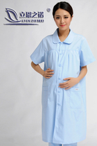 Lien Noo new round collar doctors clothing nurses clothing large size maternity clothing summer short sleeve pregnant womens white coat group purchase