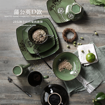 Double eleven new products 23 head under glaze art hand-painted Japanese ceramic tableware set cup rice bowl plate