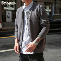 gthomme2021 spring and autumn new cardigan sweater mens Japanese loose trend casual sweater jacket men