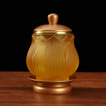 Taiwan colored glaze for cup pure copper water cup for Buddha Cup household water water cup for Buddha water Cup lotus flower holy water cup ornaments