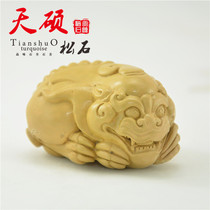 Shiyan Original Mine Green Pine Stone Leopard Pendant Pendant Pendant Mine Area Natural Original Stone Handlebar Piece Necklace Yellow Sweater Pendant