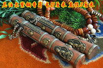 Nepal handmade carved Sakyamuni Diamond pestle pattern red copper Tibetan decked incense tube incense barrel