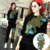 New fashion embroidery large clothing accessories clothing garment sweater handmade DIY decoration hole patch patch peacock