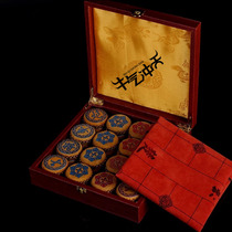 Chinese chess Inner Mongolia characteristics of ethnic style handmade cowhide crafts Large cowhide chess cowhide box