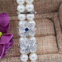 925 silver buckle accessories Pearl necklace clip buckle double necklace buttoned with fixed mezzanine buckle flower