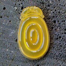 Natural Huanglongyu Burmese Jade chicken oil yellow fluorescent material Lady Fubei pendant Ruyi round full pendant