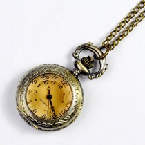 Featured personality European and American retro brown glass classical Flip pocket watch creative carved small pocket watch 6046