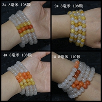 8mm Xinjiang jin si yu gem light bracelet sweater chain 108 beads jade bracelet four turns five laps