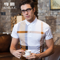 Double mercerized cotton short sleeve T-shirt middle-aged men cotton polo shirt summer lapel Business Mens body shirt white Poo shirt