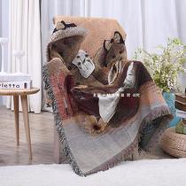 Bohemian Cartoon Small Bear Sofa Towel Cotton Thread Blanket Decoration Blanket American Sofa Blanket Dust Resistant Sofa Hood