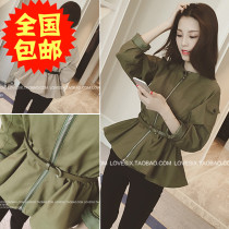 Spring Dress New Womens Dress 2021 Fashion Pure Color Cashele With Slim Blouses Korean Version One Grain Button Zipper Long Sleeve Short Coat