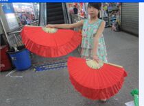 Shanghai Chenghuang Temple Dance Fan Dance Fan Yangge Fan 10-inch Polished Fan Bone Double-sided Big Red Mulan Fan