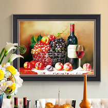 Restaurant wall decoration European living room decorative painting single horizontal mural red wine fruit dining room black frame hanging painting