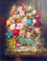 Precision printing new DMC embroidery thread cross-stitch European oil painting Williams flower rose basket