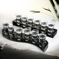 Bomb Cup goblet 6 swallow Cup wooden creative cup holder set small glass glass white wine cup