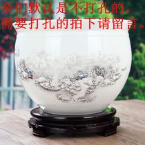 Jingdezhen medium ceramic goldfish turtle tank Water lily bowl Lotus round round art flower planting basin water tank