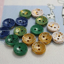 Full 13 yuan wood spray paint raindrops tiger skin pattern 2 holes baby childrens shirt buttons 13mm
