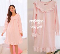 Flannel pajamas long-sleeved autumn and winter long sexy autumn sweet and cute coral fleece nightdress womens winter court style
