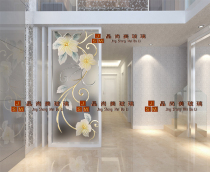 Modern style sliding door Entrance screen partition Sliding door Deep carving process tempered art glass hundred years of friendship