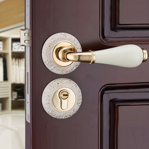 Eurostyle indoor bedroom door lock Three sets minimalist toilet door handle door handle wood door ceramic split lock suit