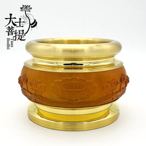 Buddhist supplies pure copper colored glaze three-dimensional lotus incense burner Buddhist incense burner incense burner Buddhist Temple supply