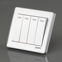 Chint four-switch power socket 86 type NEW6D quadruple dual control 16A wall switch panel
