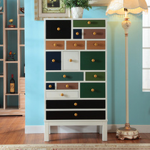 Simple European decorative cabinet American style multi-drawer cabinet hall cabinet multi-functional bedroom locker multi-drawer living room high cabinet 3072
