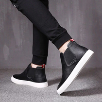 Mens shoes Korean version of high-top shoes Leather Martin boots short boots Autumn and winter velvet warm cotton shoes Chelsea mens models