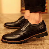 Korean version Inlenbute floral hairstylist breathable 100 hitchhiking Heightening Wedding Shoes Trend Mens Shoes Burlock Pointy Leather Shoes