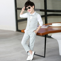 Childrens Suit 2021 Korean New Summer Boys Show Flower Girl Black Dress Set British Style Small Suit