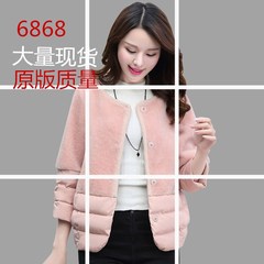 棉服女短款2017冬季新款韩版羊羔毛外套女装拼接棉衣时尚小棉袄潮