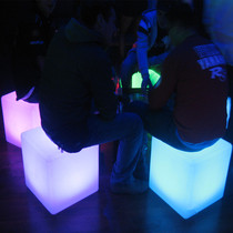 LED luminous chair cube bar stool square bar chair creative colorful stool remote control color change rechargeable bar lamp