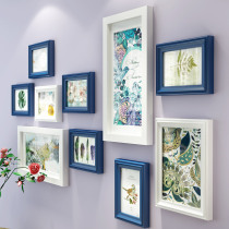 European creative small wall photo wall decoration living room bedroom solid wood photo frame hanging wall combination photo wall background wall