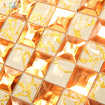 (Mosaic) Mosaic mirror mosaic puzzle background wall glass mosaic gold pattern tea mirror tiles