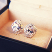 European and American oval dove egg emulation drill crystal earrings earrings bridal bridesmaid wedding anti-allergy ornament woman