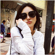 Love beautiful new sunglasses female Tide star with big frame retro black black Super toad mirror men sun glasses