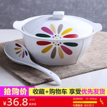 9-inch ceramic bowl household with lid bone china bowl with lid bone china belt oversized soup bowl adult medium creative soup basin