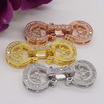 925-half silver gilded inlaid diamond pearl bracelet necklace clasp single double row multi-row multi-row button DIY handmade material accessories