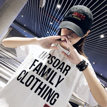 Hong Kong summer dress Korean short sleeve long T Harajuku style top casual loose dress bf wind long T-shirt women tide